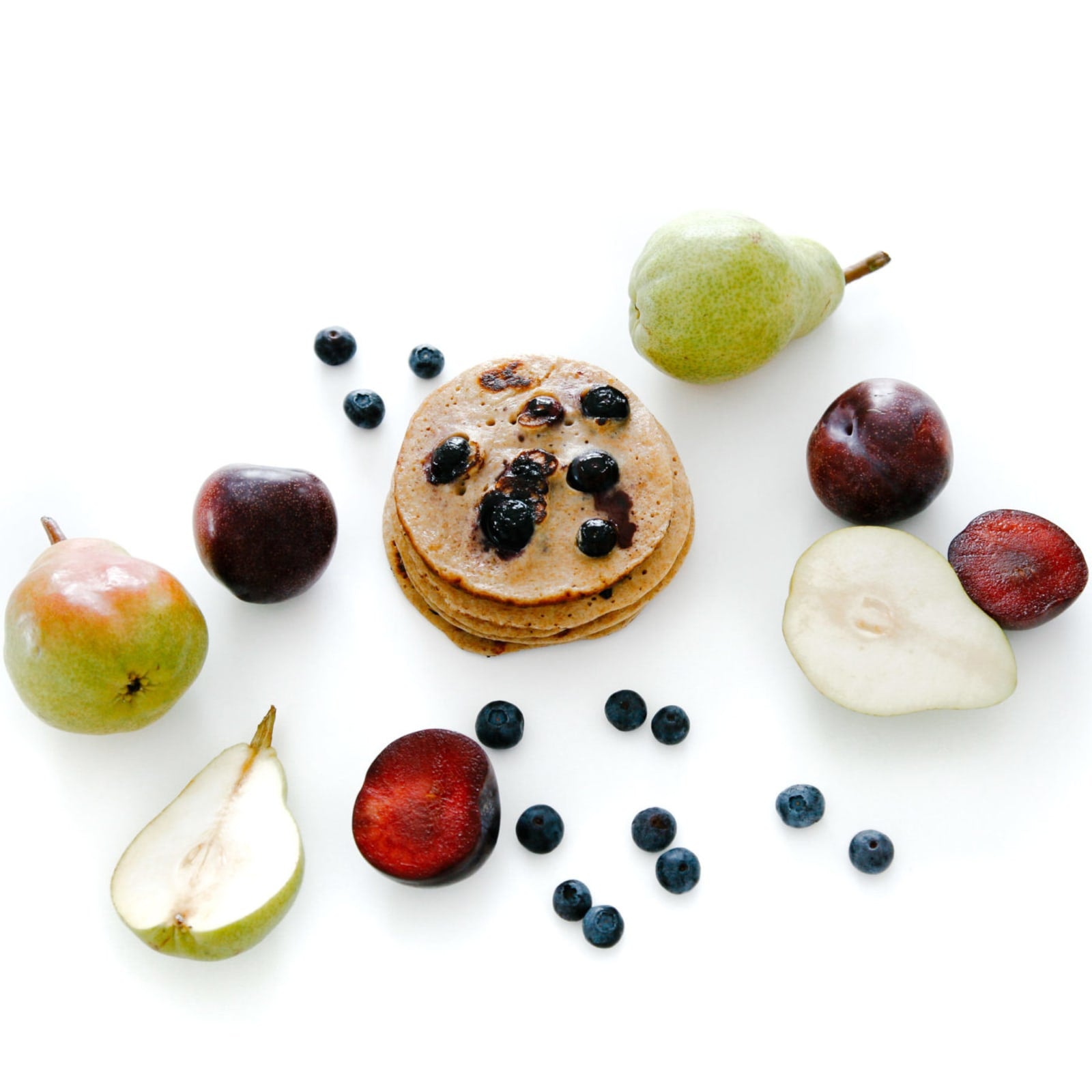 Nourishing Apple, Pear & Blueberry Pancakes