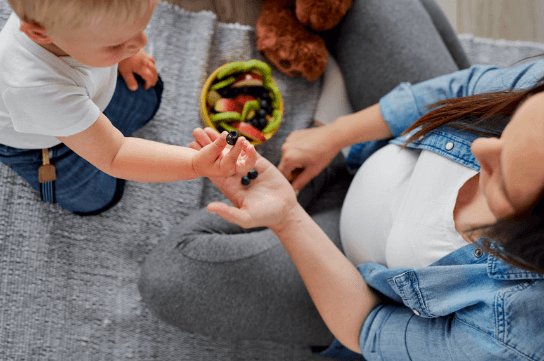 Colourful antioxidant rich foods for babies including berries, spinach, pumpkin and avocado