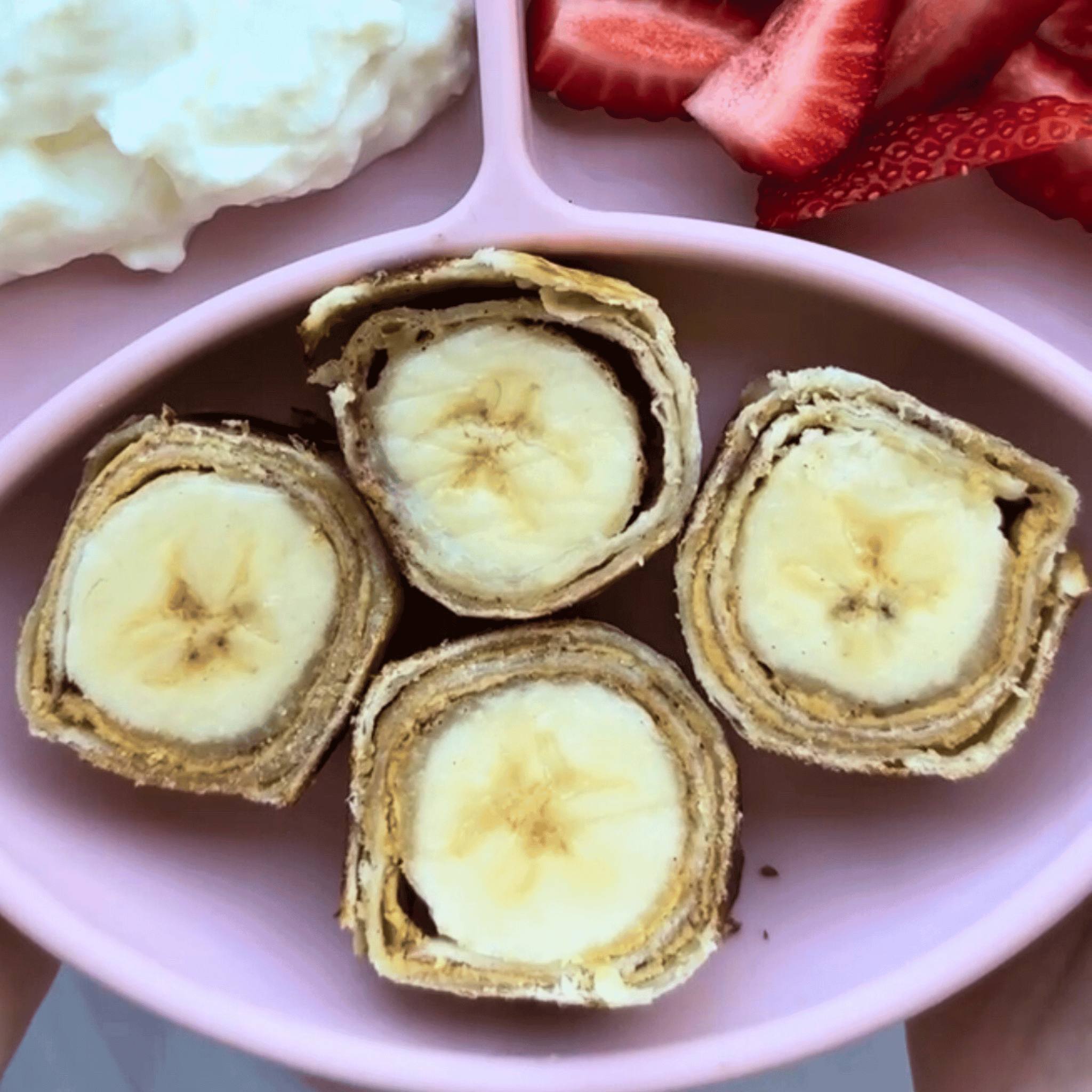 banana wrapped in peanut butter and tortillas
