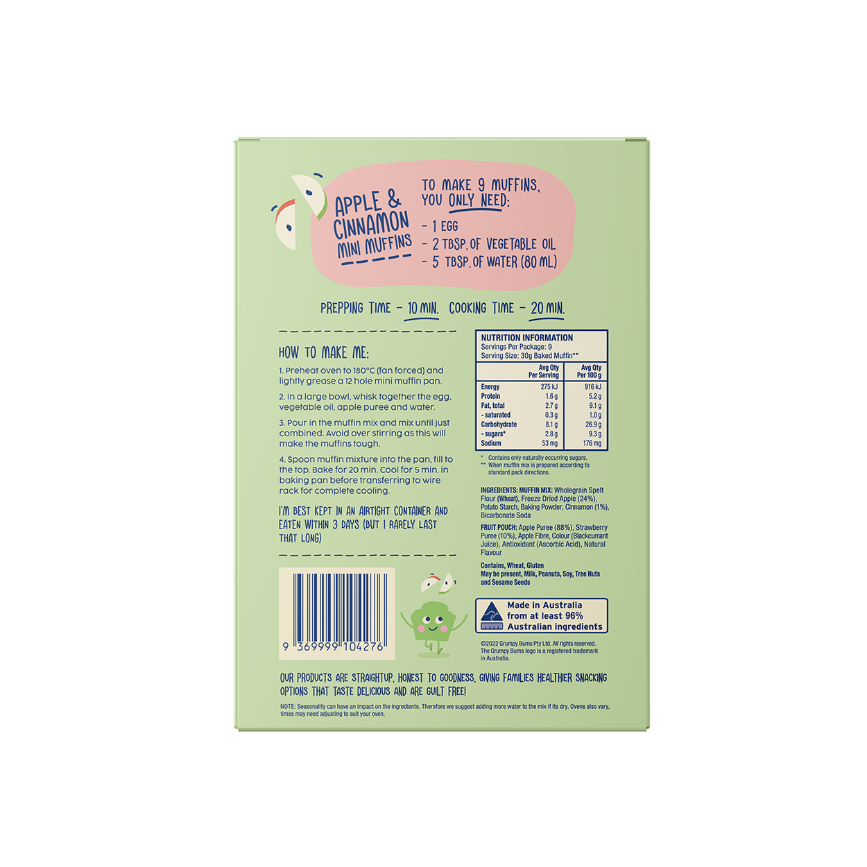 Grumpy Bums Apple & Cinnamon Mini Muffin Mix