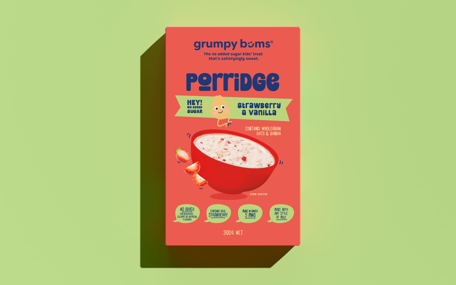 NEW! Grumpy Bums Strawberry Vanilla Porridge (300g)