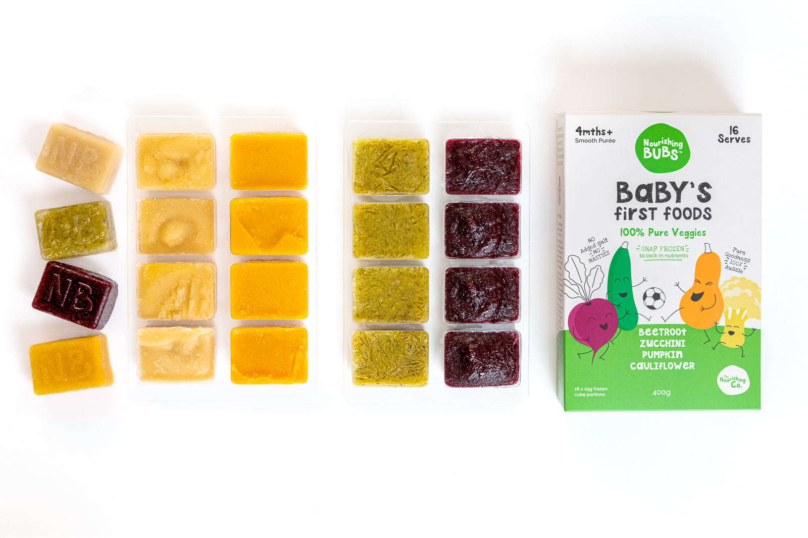 Bubs Veg 1 Pack: Beetroot, Zucchini, Pumpkin & Cauliflower